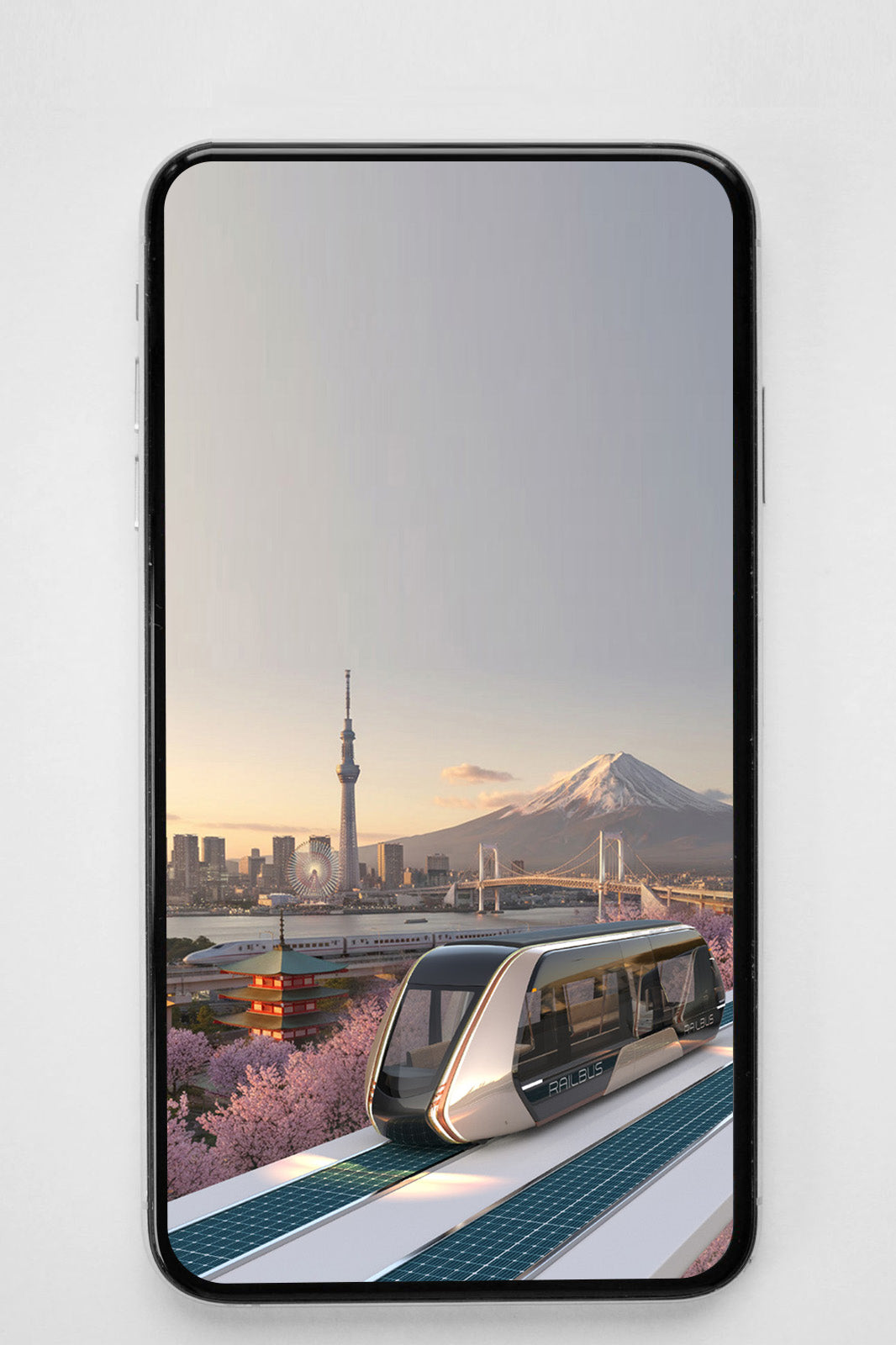 RAILBUS – Tokyo – Sakura Sunrise Phone Wallpaper