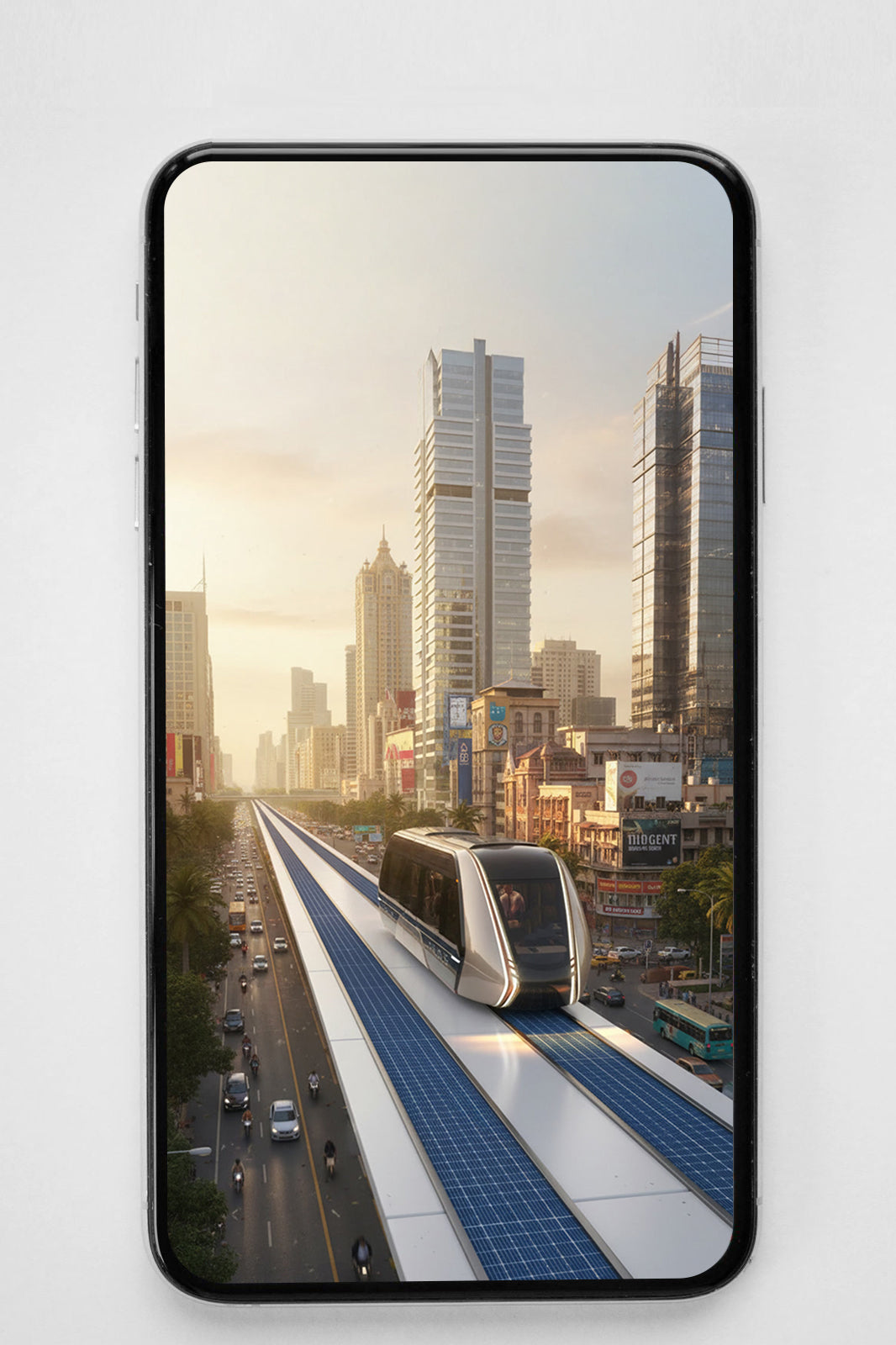 RAILBUS – India – Modern Skyline – Phone Wallpaper
